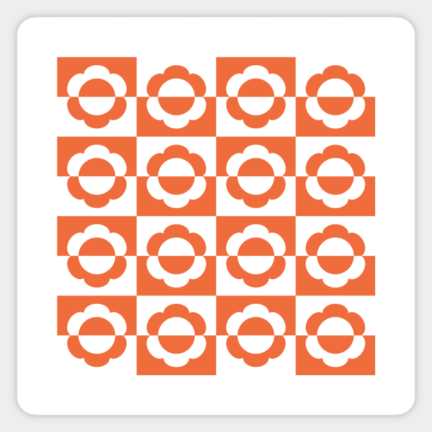 Mayapple Checkerboard Orange Sticker by Cascade Patterns